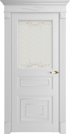 Межкомнатная дверь экошпон Uberture 62001, остекленная, серена белая