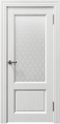 Межкомнатная дверь экошпон Uberture 80010, остекленная, серена белая 900x2000