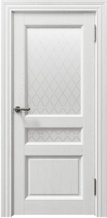 Межкомнатная дверь экошпон Uberture 80014, остекленная, серена белая 900x2000