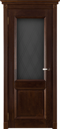 Межкомнатная дверь массив дуба Афина, остеклённая, античный орех 900x2000