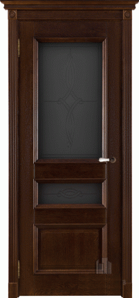 Межкомнатная дверь массив дуба Афродита, остеклённая, античный орех 900x2000