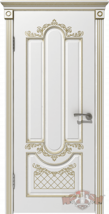 Межкомнатная дверь эмаль VFD Александрия, глухая, Polar белый, патина золото 900x2000