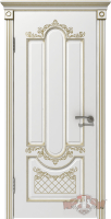 Межкомнатная дверь эмаль VFD Александрия, глухая, Polar белый, патина золото