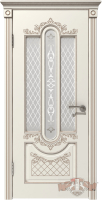 Межкомнатная дверь VFD Александрия, со стеклом, Ivory слоновая кость, патина капучино