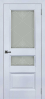 Шпонированная межкомнатная дверь Алеканте 2, остеклённая, серый шелк