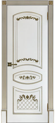 Межкомнатная дверь эмаль Regidoors Алина 2, глухая, белая, патина золото 900x2000