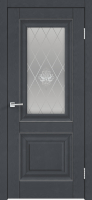 Межкомнатная дверь экошпон Velldoris ALTO 7, остеклённая, ясень графит SoftTouch