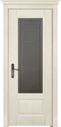 Межкомнатная дверь массив дуба Аристократ №4 (BOLOGNA), остекленная, слоновая кость