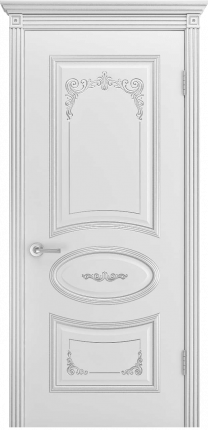 Межкомнатная дверь эмаль Шейл Дорс Ария Грейс 2 В3, глухая, белый, патина серебро