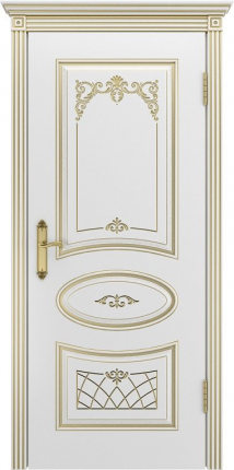 Межкомнатная дверь эмаль Шейл Дорс Ария В3, глухая, слоновая кость, патина золото 900x2000