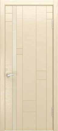 Межкомнатная дверь шпон Luxor АРТ-1, остеклённая, ясень слоновая кость 900x2000