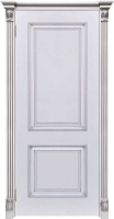Межкомнатная дверь эмаль Regidoors Багет-32, глухая, белая, патина серебро