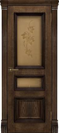 Шпонированная межкомнатная дверь Барселона, остеклённая, brandy 900x2000
