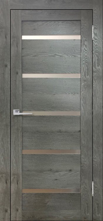 Межкомнатная дверь из экошпона Верда Бавария 15 (3Д люкс), остеклённая, дуб эдисон серый