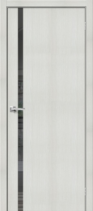 Межкомнатная дверь экошпон Bravo Браво-1.55, остекленная, Bianco Veralinga, Mirox Grey 900x2000