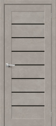 Межкомнатная дверь хард флекс Bravo Браво-22, остеклённая, Gris Beton, Black Star 900x2000