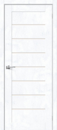 Межкомнатная дверь экошпон Bravo Браво-22, остекленная, Snow Art, Magic Fog 900x2000