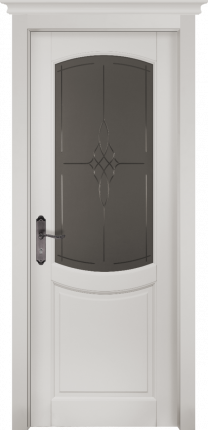 Межкомнатная дверь из массива ольхи Бристоль, остекленная, эмаль белая 900x2000