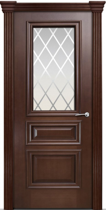 Межкомнатная дверь шпонированная Milyana Бристоль Сити, остеклённая, итальянский орех 900x2000