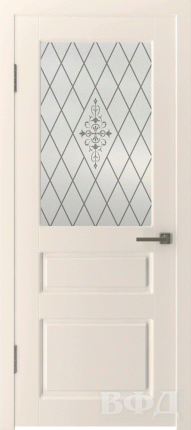 Межкомнатная дверь эмаль VFD Честер, остеклённая, Ivory слоновая кость 900x2000