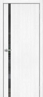 Межкомнатная дверь экошпон Bravo Браво-1.55, остекленная, Snow Melinga