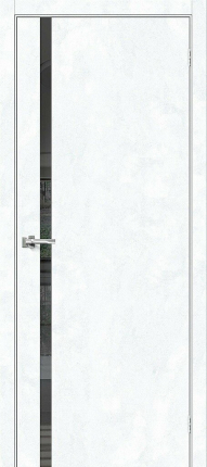 Межкомнатная дверь экошпон Bravo Браво-1.55, остекленная, Snow Art