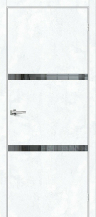 Межкомнатная дверь экошпон Bravo Браво-2.55, остекленная, Snow Art 900x2000