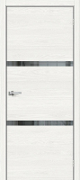 Межкомнатная дверь экошпон Bravo Браво-2.55, остекленная, White Skyline