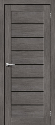 Межкомнатная дверь экошпон Bravo Браво-22 остекленная Grey Melinga, Black Star 900x2000