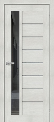 Межкомнатная дверь экошпон Bravo Браво-27, остекленная, Bianco Veralinga, Mirox Grey