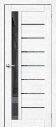 Межкомнатная дверь экошпон Bravo Браво-27 остекленная Snow Melinga, Mirox Grey 900x2000