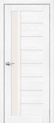 Межкомнатная дверь экошпон Bravo Браво-27 остекленная Snow Melinga 900x2000
