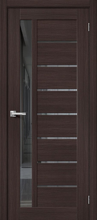 Межкомнатная дверь экошпон Bravo Браво-27 остекленная Wenge Melinga Mirox Grey