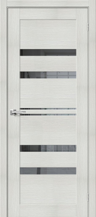 Межкомнатная дверь экошпон Bravo Браво-30, остекленная, Bianco Veralinga, Mirox Grey 900x2000