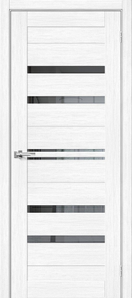 Межкомнатная дверь экошпон Bravo Браво-30 остекленная Snow Melinga, Mirox Grey 900x2000