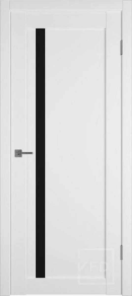 Межкомнатная дверь экошпон VFD Emalex 34, остекленная, белый Emalex Ice Black Gloss