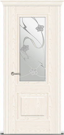 Межкомнатная дверь шпонированная Ситидорс Элеганс-1, остеклённая, белый ясень