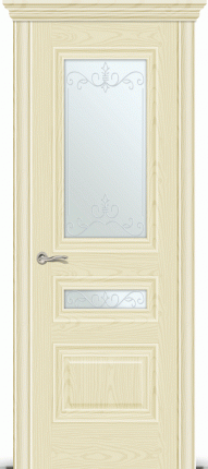Межкомнатная дверь шпонированная Ситидорс Элеганс-2, остеклённая, ясень крем