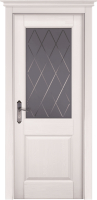 Межкомнатная дверь массив сосны Элегия, остекленная, браш белый