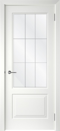 Межкомнатная дверь эмаль Шейл Дорс Левел 2, остекленная, белый без патины