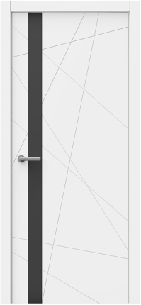 Межкомнатная дверь эмаль Style 8,остекленная, лакобель черный, белый 900x2000
