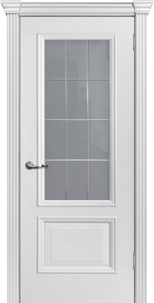 Межкомнатная дверь эмаль Текона Шарм-02, остекленная, белый молочный RAL 9010 900x2000