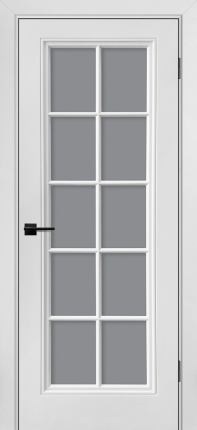 Межкомнатная дверь эмаль Текона Шарм-11, остекленная, белый молочный RAL 9010