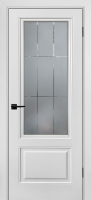 Межкомнатная дверь эмаль Текона Шарм-12, остекленная, белый молочный RAL 9010