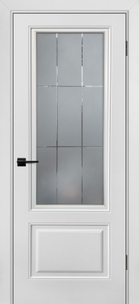 Межкомнатная дверь эмаль Текона Шарм-12, остекленная, белый молочный RAL 9010