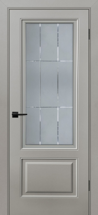 Межкомнатная дверь эмаль Текона Шарм-12, остекленная, Malva серо-бежевый 900x2000