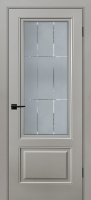 Межкомнатная дверь эмаль Текона Шарм-12, остекленная, Malva серо-бежевый