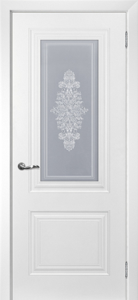 Межкомнатная дверь эмаль Текона Смальта-101, остекленная, Сапфир Ral 9003 белый 900x2000