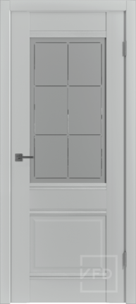 Межкомнатная дверь экошпон VFD Emalex EC 2, остекленная, серый Steel Crystal Cloud 900x2000