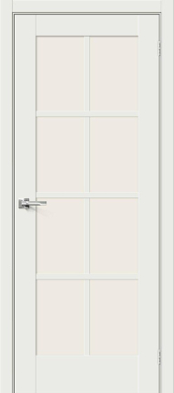 Межкомнатная дверь эмалит Bravo Прима-11.1, остекленная, White Matt 900x2000